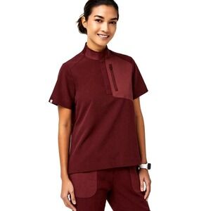 NEW! Figs Jundah Medical Scrub Top Burgundy Red SZ XS